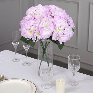 5 Bushes Lavender Lilac Artificial Silk Hydrangea Flower Bouquets