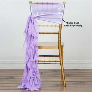 Elegant Lavender Lilac Chiffon Curly Chair Sash Elegant Lavender Lilac Chiffon Curly Chair Sash