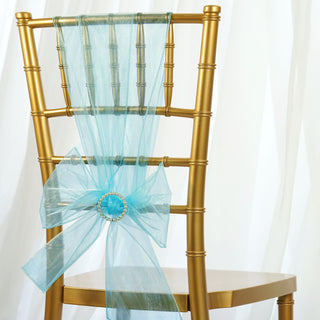 Enhance Your Event with 5 Pack | 6"x108" Light Blue Sheer Organza Chair Sashes