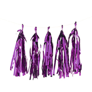 Add a Splash of Elegance to Your Party with the 7.5ft Long Purple Hanging Foil Tassel Garland