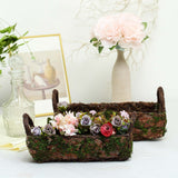 Set of 2 |  Preserved Moss Planter Box Flower Baskets With Handle - 13" & 15"