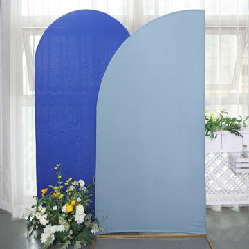7ft Matte Dusty Blue Spandex Half Moon Chiara Backdrop Stand Cover, Custom Fitted Wedding Arch Cover