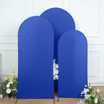 Set of 3 Matte Royal Blue Spandex Fitted Chiara Backdrop Stand Cover For Round Top Wedding Arch - 5ft, 6ft, 7ft