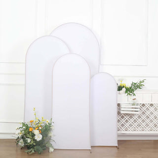 Transform Your Wedding Arch with Matte White Spandex Fitted Wedding Arch Covers Transform Your Wedding Arch with Matte White Spandex Fitted Wedding Arch Covers