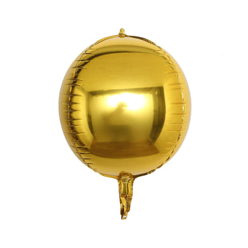 2 Pack 12" 4D Metallic Gold Sphere Mylar Foil Helium or Air Balloons