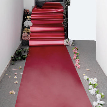3ftx65ft Metallic Red Glossy Mirrored Wedding Aisle Runner, Non-Woven Red Carpet Runner - Prom, Hollywood, Glam Parties