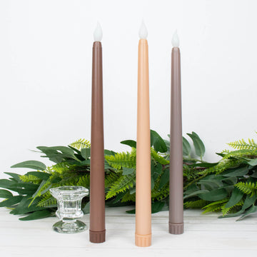 3 Pack 11" Mixed Natural Warm Flickering Flameless LED Taper Candles