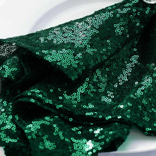 Elevate Your Event Decor with the Hunter Emerald Green Premium Sequin Cloth Dinner Napkin