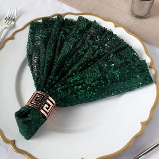 Add a Touch of Elegance with the Hunter Emerald Green Premium Sequin Cloth Dinner Napkin