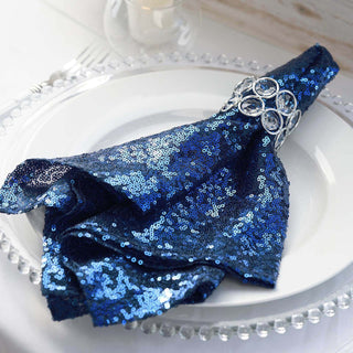 Add Elegance to Your Table with Navy Premium Sequin Cloth Dinner Napkin