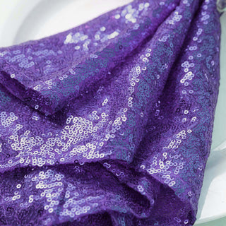 Create Unforgettable Memories with Our Purple Sequin Cloth Dinner Napkin