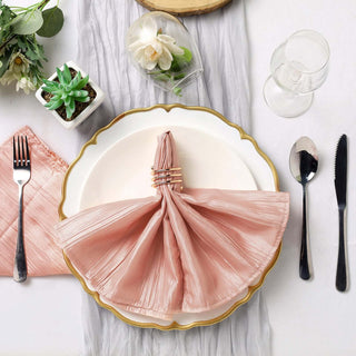Dusty Rose Accordion Crinkle Taffeta Cloth Dinner Napkins Dusty Rose Accordion Crinkle Taffeta Cloth Dinner Napkins
