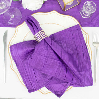 Purple Accordion Crinkle Taffeta Cloth Dinner Napkins