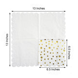 20 Pack - 3 Ply Metallic Gold Dotted Paper Dinner Napkins - Wedding Cocktail Napkins