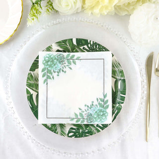 White and Green Floral Design Dinner Paper Napkins - Elegant and Functional White and Green Floral Design Dinner Paper Napkins - Elegant and Functional