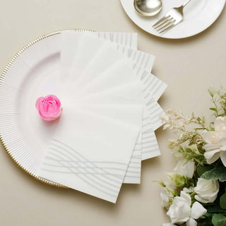 White / Silver Airlaid Linen-Feel Paper Cocktail Napkins White / Silver Airlaid Linen-Feel Paper Cocktail Napkins