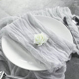 5 Pack | Silver Gauze Cheesecloth Boho Dinner Napkins | 24x19Inch