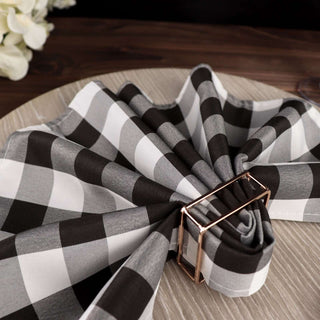 Black/White Buffalo Plaid Cloth Dinner Napkins - The Perfect Party Essential Black/White Buffalo Plaid Cloth Dinner Napkins - The Perfect Party Essential