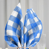5 Pack | Blue/White Buffalo Plaid Cloth Dinner Napkins, Gingham Style | 15x15Inch