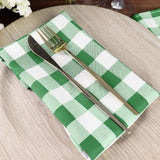 5 Pack | Green/White Buffalo Plaid Cloth Dinner Napkins, Gingham Style | 15x15Inch