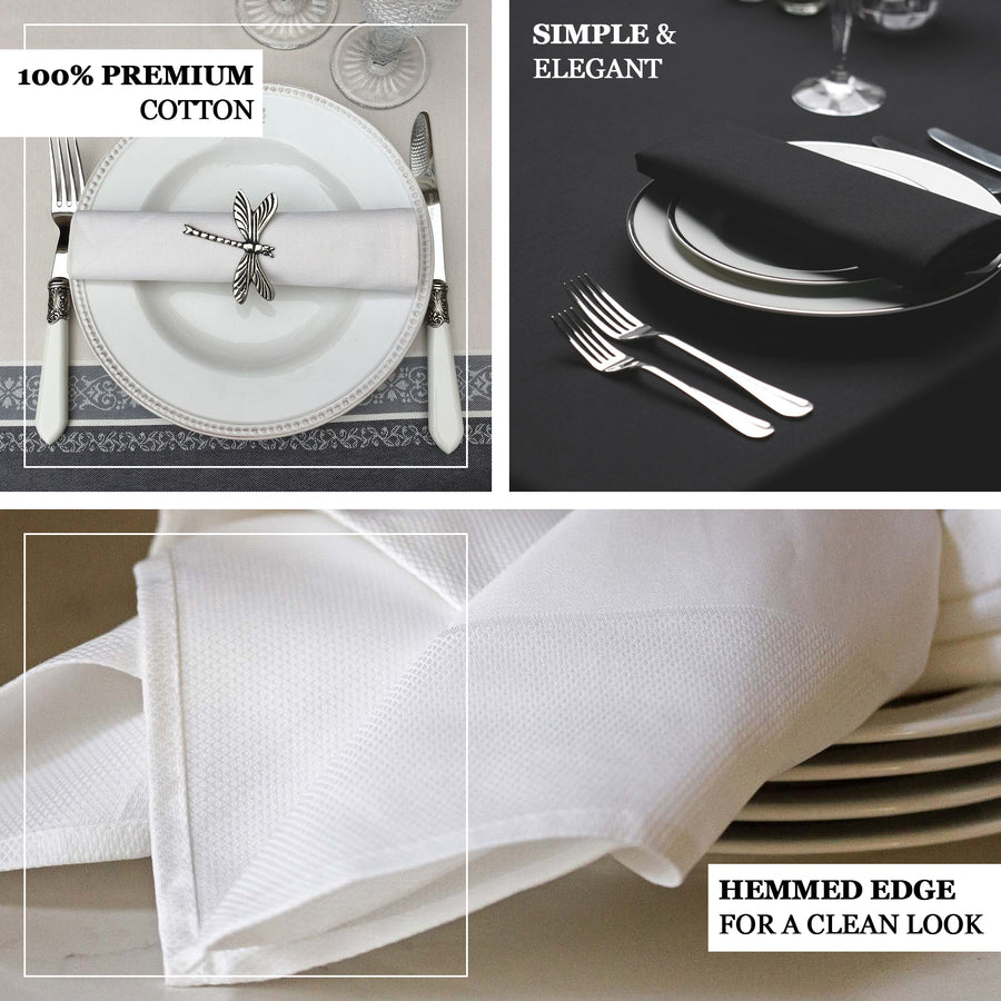 5 Pack | White Commercial Grade 100% Cotton Cloth Dinner Napkins | 20x20Inch