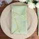 5 Pack | Sage Green With Geometric Gold Foil Cloth Polyester Dinner Napkins | 20x20inch