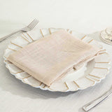 5 Pack | Beige Slubby Textured Cloth Dinner Napkins, Wrinkle Resistant Linen | 20x20Inch