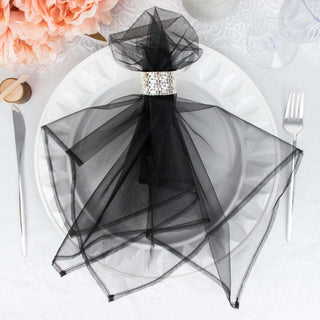 Elegant Black Sheer Organza Decorative Dinner Table Napkins Elegant Black Sheer Organza Decorative Dinner Table Napkins