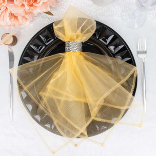 Add Elegance to Your Table with Gold Sheer Organza Decorative Dinner Table Napkins Add Elegance to Your Table with Gold Sheer Organza Decorative Dinner Table Napkins