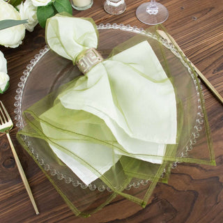 Elevate Your Dining Experience with Olive Green Sheer Organza Dinner Napkins Elevate Your Dining Experience with Olive Green Sheer Organza Dinner Napkins