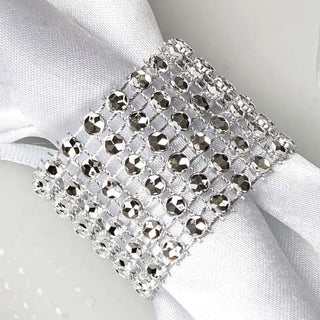 Add Glamour to Your Table with Silver Diamond Rhinestone Napkin Rings