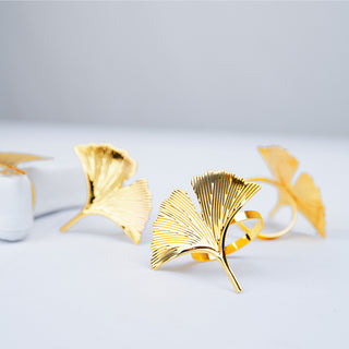 Enhance Your Table Decor with Metallic Gold Ginkgo Leaf Napkin Rings