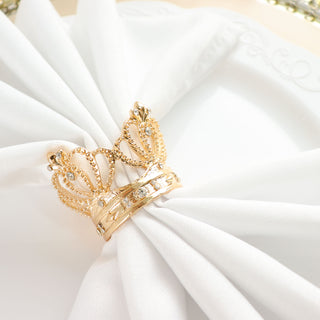 Dress Up Your Table with Metallic Gold Crown Rhinestone Napkin Rings