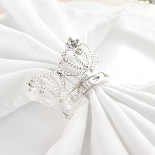 Dress Up Your Table with Silver Metal Crown Rhinestone Napkin Rings