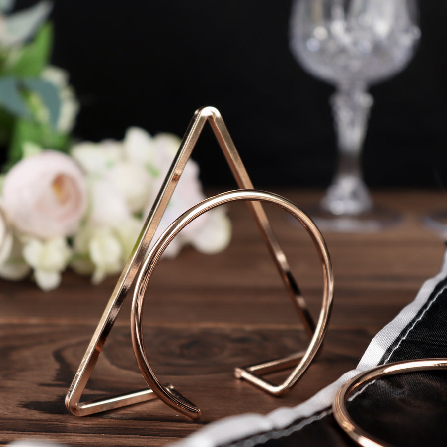 4 Pack | Gold Geometric Metal Napkin Rings, Modern Nordic Napkin Holder Stands