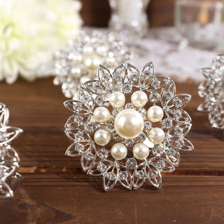 Create a Sparkling Table Setting with Silver Pearl and Diamond Napkin Rings