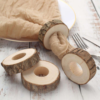 Rustic Natural Birch Wood Farmhouse Napkin Rings - Set of 4 Rustic Natural Birch Wood Farmhouse Napkin Rings - Set of 4