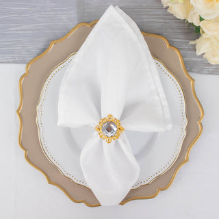 Add a Touch of Luxury with Gold Metal Clear Crystal Rhinestone Napkin Holders