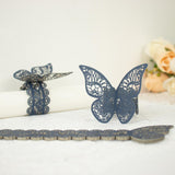 12 Pack | Navy Blue Shimmery Laser Cut Butterfly Paper Chair Sash Bows