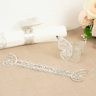 Add Elegance to Your Table with Metallic Silver Foil Laser Cut Butterfly Napkin Rings