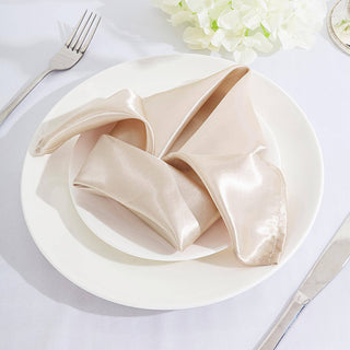 Versatile and Practical Beige Satin Dinner Napkins Versatile and Practical Beige Satin Dinner Napkins