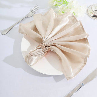 Beige Seamless Satin Cloth Dinner Napkins - Elevate Your Table Setting Beige Seamless Satin Cloth Dinner Napkins - Elevate Your Table Setting