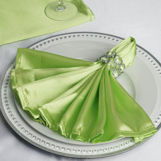 Apple Green Seamless Satin Cloth Dinner Napkins