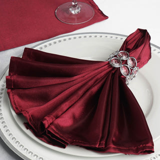 Add Elegance to Your Table with Burgundy Satin Dinner Napkins