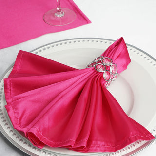 Add a Touch of Elegance with Fuchsia Seamless Satin Cloth Dinner Napkins