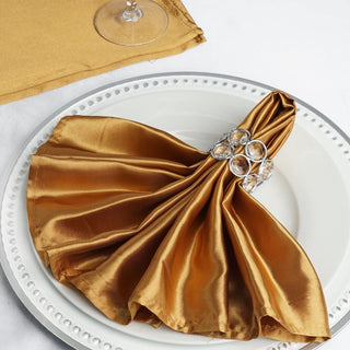 Add a Touch of Elegance with Gold Satin Dinner Napkins