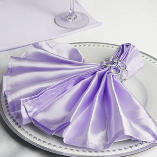Elevate Your Tables with Lavender Lilac Satin Cloth Dinner Napkins