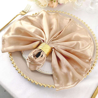 Nude Seamless Satin Cloth Dinner Napkins - Elegant and Versatile Nude Seamless Satin Cloth Dinner Napkins - Elegant and Versatile