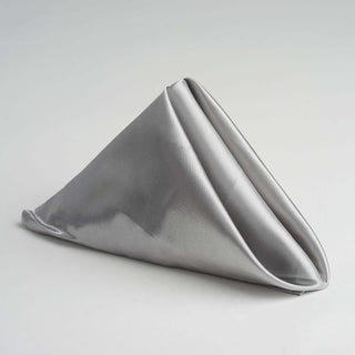 Versatile and Reusable Silver Satin Dinner Napkins Versatile and Reusable Silver Satin Dinner Napkins