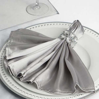 Elevate Your Table Setting with Silver Satin Dinner Napkins Elevate Your Table Setting with Silver Satin Dinner Napkins